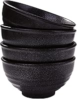 Vista 1 de Japanese Black Rice Bowls Set of 4, Ceramic Asian Bowls Sushi Bowls for Rice, Oats, Soup, Snacks, Desserts