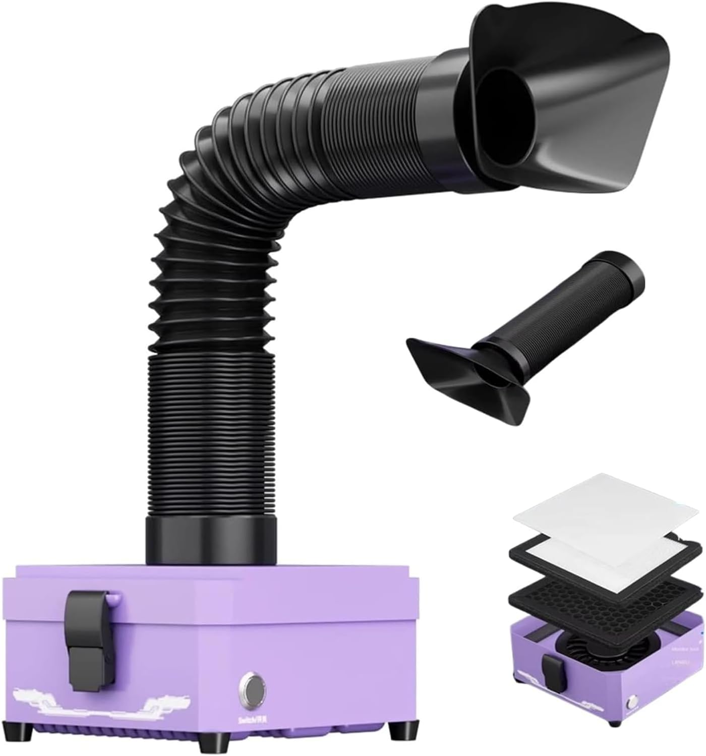 Solder Fume Extractor, Desktop Electric Iron Welding Fume Extractor, Desktop Smoke Absorber with Filters, Strong Suction, Low-Noise, for DIY Welding Work, 3D Printing, Electronics Repair