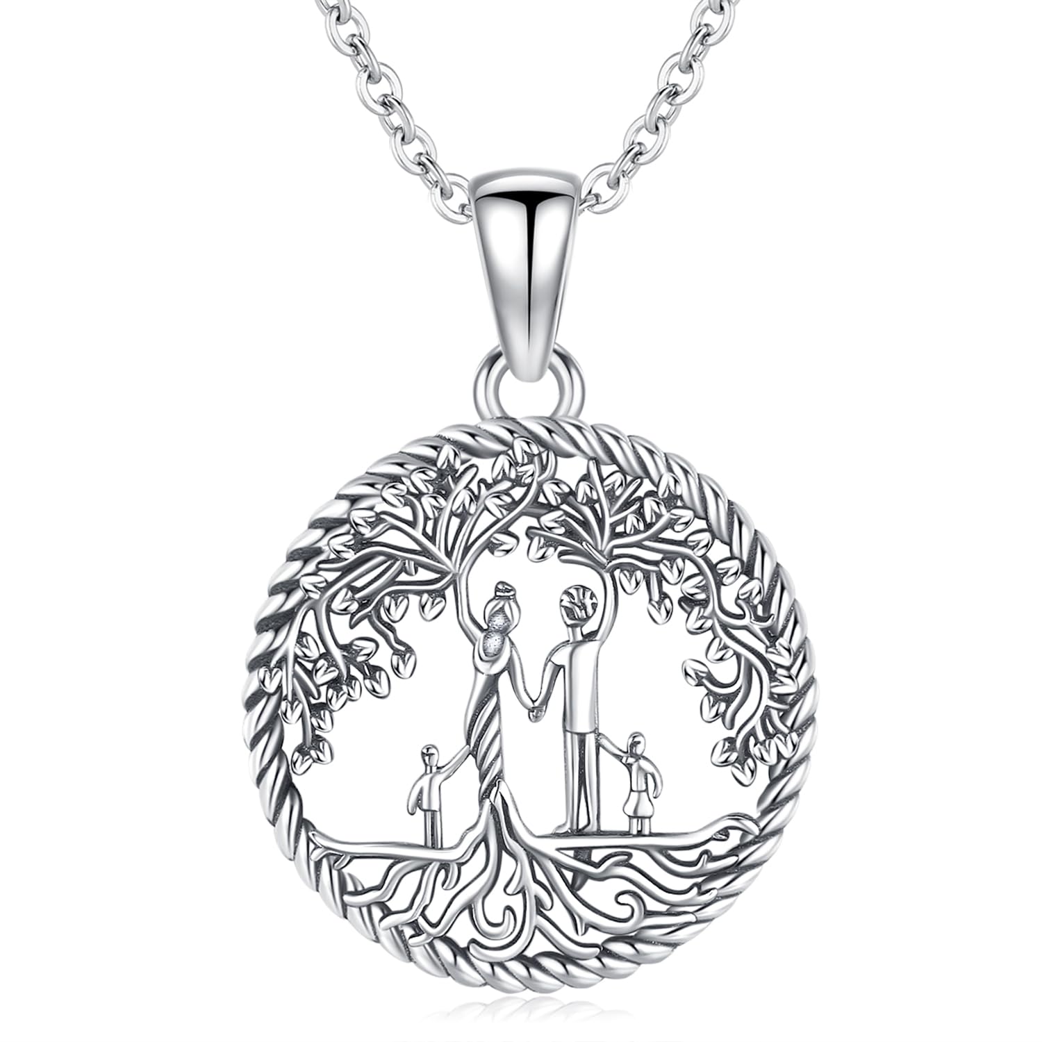 Collana Donna Albero della Vita in Argento 925 Famiglia Madre e Figlio Figlia Collana con Ciondolo, Compleanno Festa della Mamma Gioielli Regali per Mamma Figlia Nonna Sorella