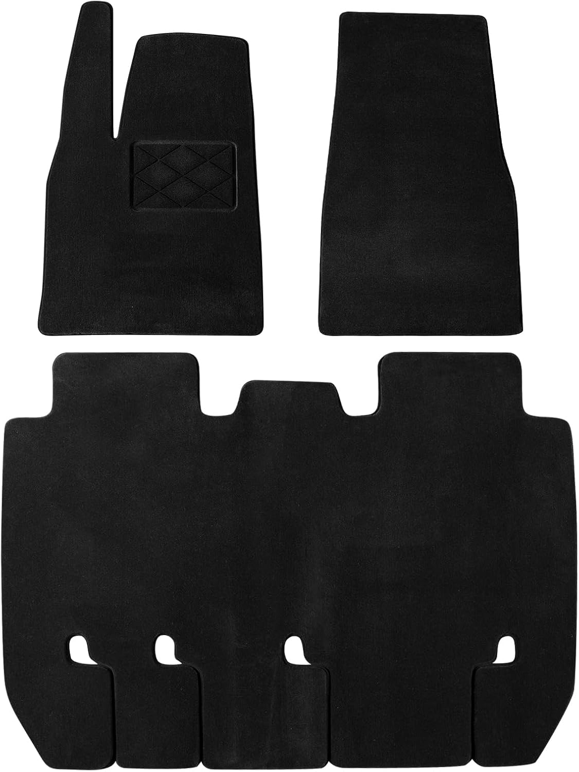 Car Floor Mats for Tesla Model X 5 Seats 2022-2025, 0.63in Ultra-Thick Premium Wool Warmth Noise-Reducing, Moisture-Absorbing and Moisture-Proof, Front & Rear Seat Car Rug 3PCS (Black)