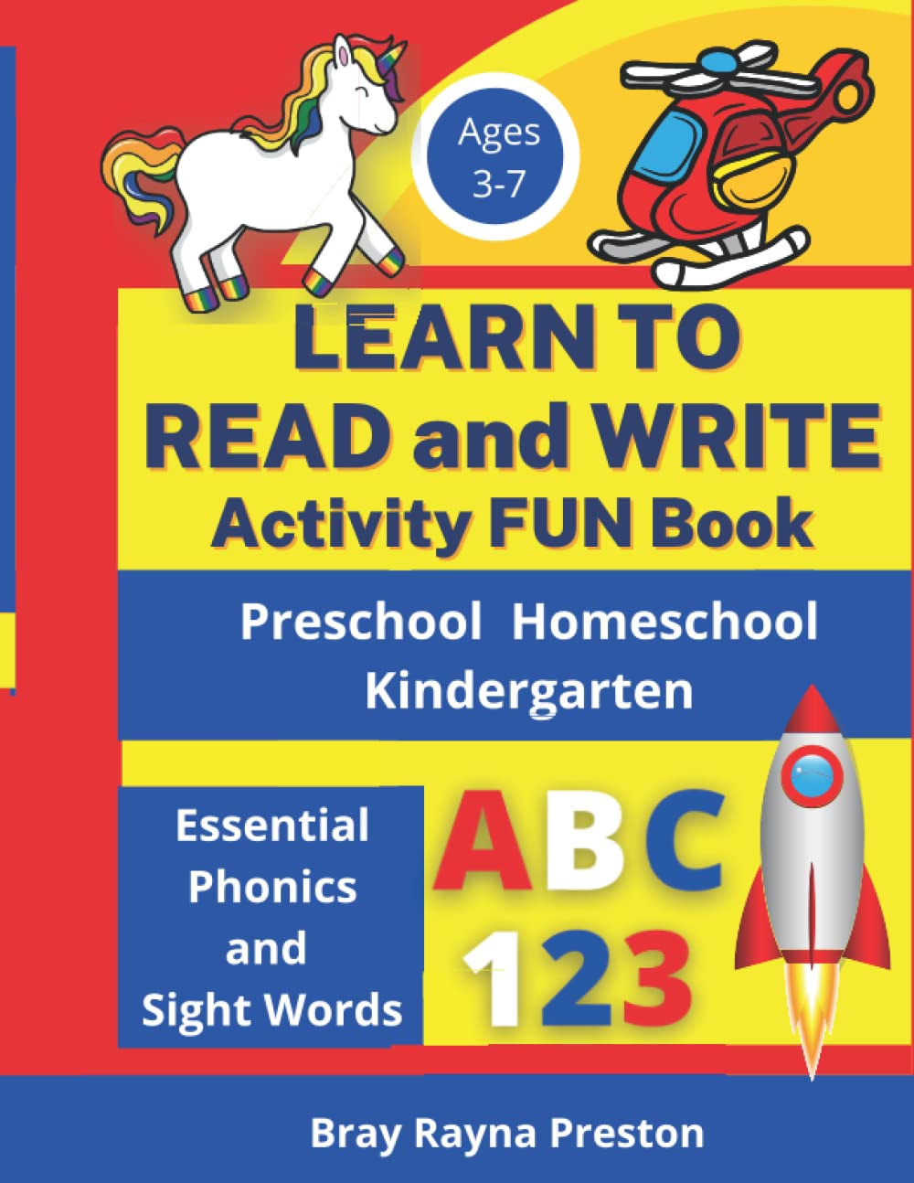 Learn To Read and Write Activity FUN Book Essential Phonics and Sight Words: Preschool Homeschool Kindergarten Ages 3-7