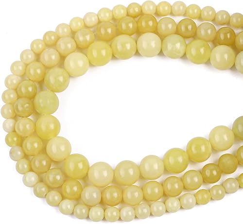Miniatura 2 de Cuentas redondas de piedra de jade limón natural semipreciosas sueltas para hacer joyas 6MM 61 piezas