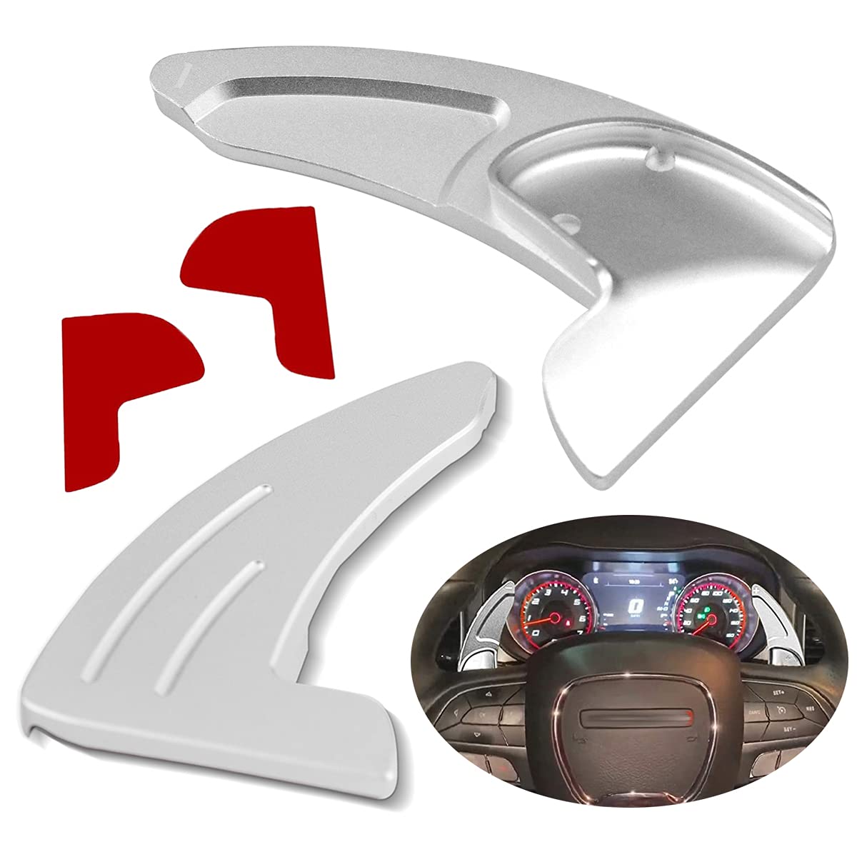 Bentolin 2PCS Interior Accessories Steering Wheel Shift Paddle Extended Shifter Trim Cover for Dodge Challenger Charger Durango RT & Scat Pack 2015-2020, for Jeep Grand Cherokee 2014-2020 Decoration