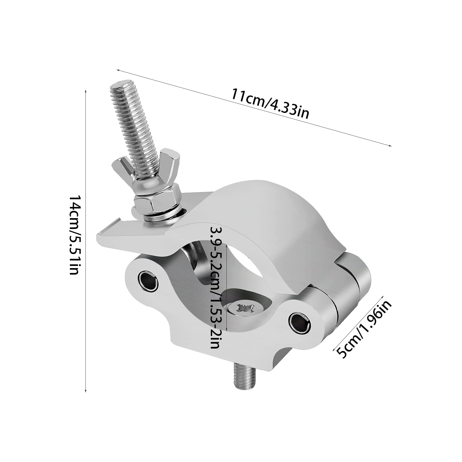 2 Pcs Morsetto per Luci DJ da Palco 38-54mm, O-Clamp Morsetto a Gancio in Lega di Alluminio, Montare Morsetti Mezzo Accoppiatore con Dadi Ad Alette, Morsetto da Palcoscenico per Luci, Carico 150kg