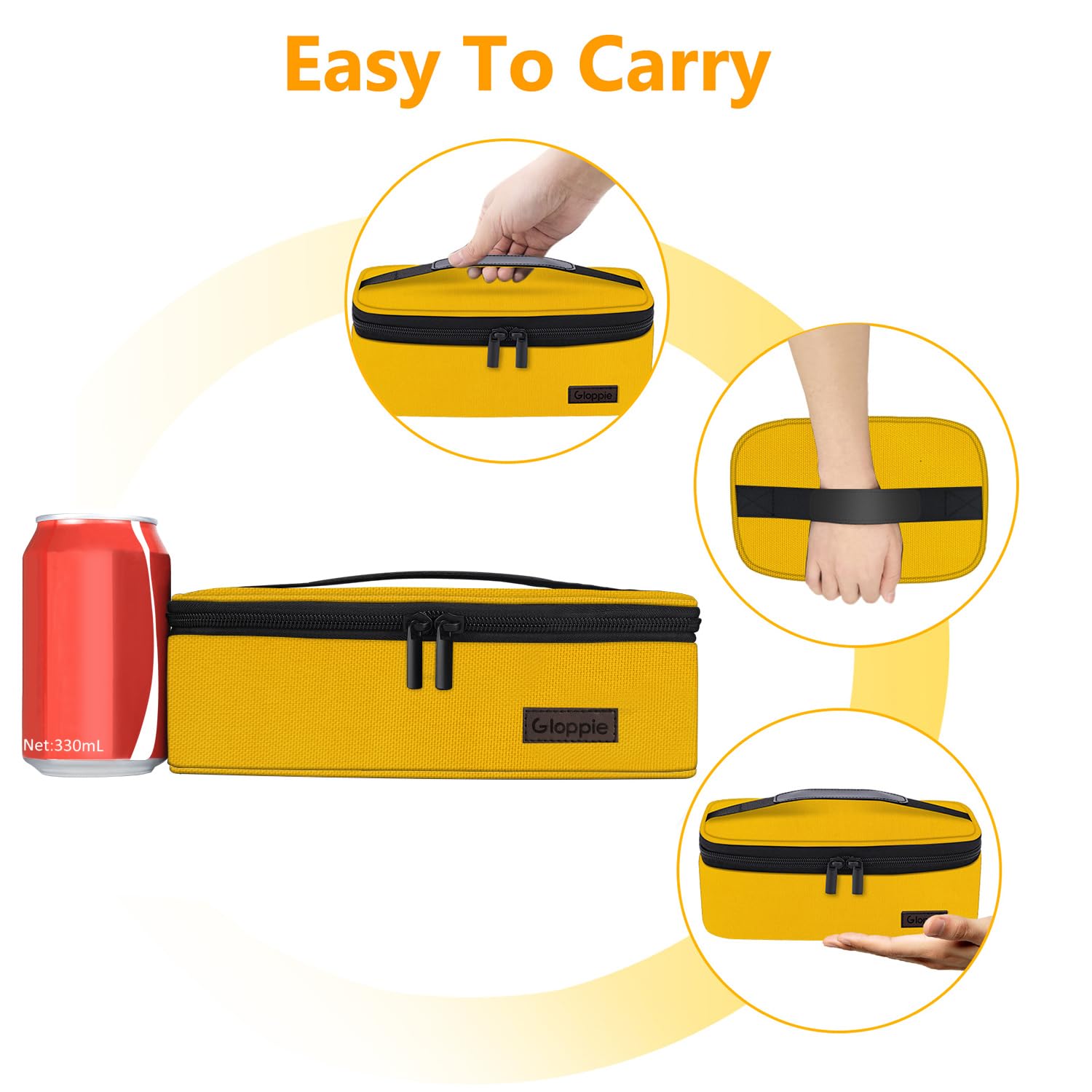 Gloppie Borsa Termica Piccola Ufficio, Isotermica Borsa Frigo, Impermeabile Può Essere Trasportato in Zaino, Borsa Ghiaccio per il Pranzo Pieghevole, Lavoro Donna, Giallo