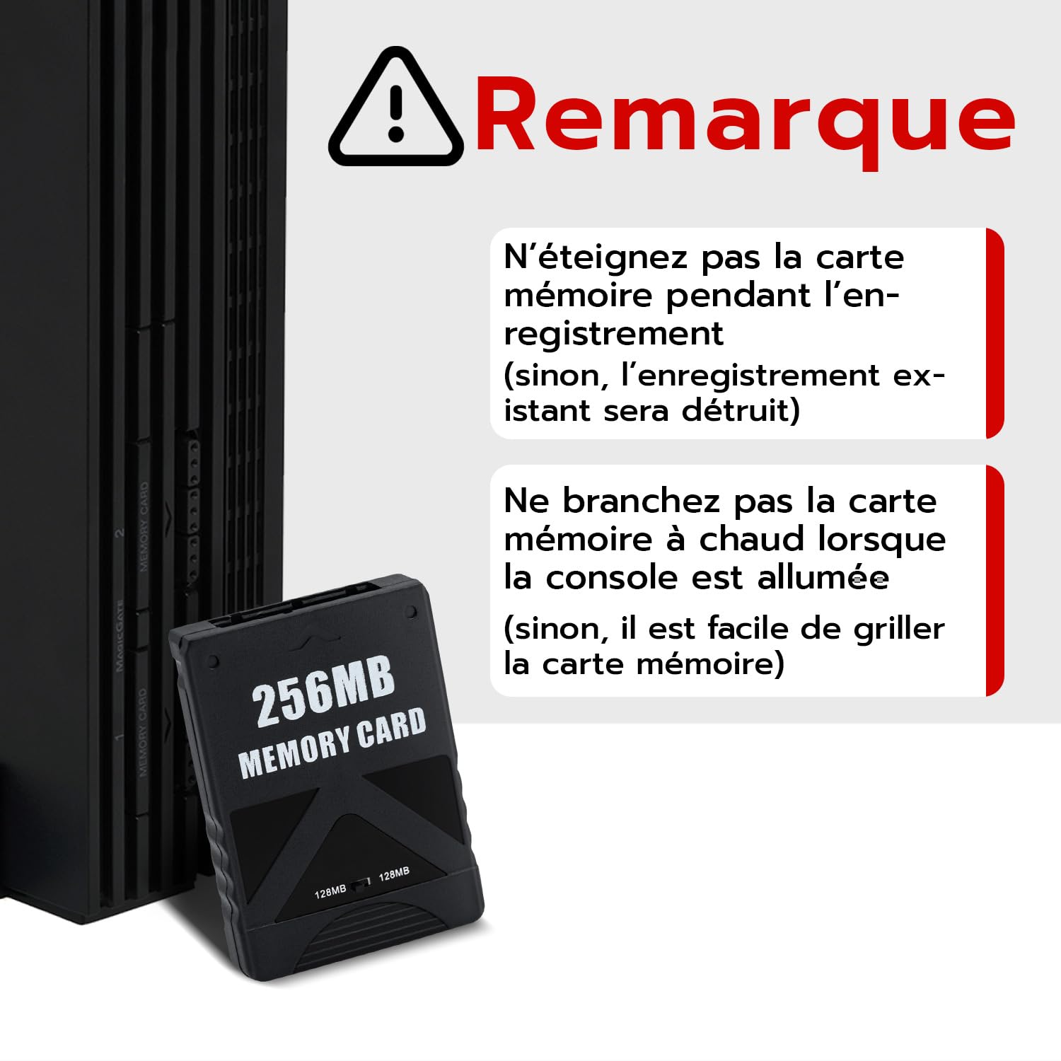 Wigearss Carte Mémoire PS2 256MB, Carte de Sauvegarde PlayStation 2 Haute Vitesse