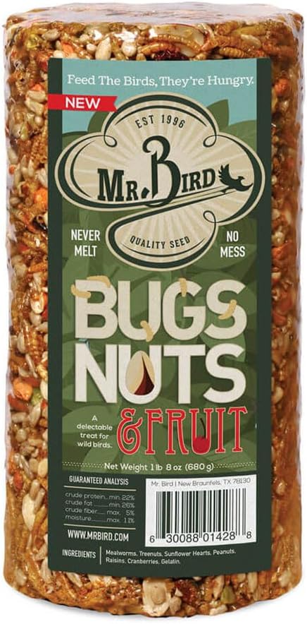 Mr. Bird Mr 's Bugs Nuts & Fruit Cylinder Block 24 oz Seed Feed