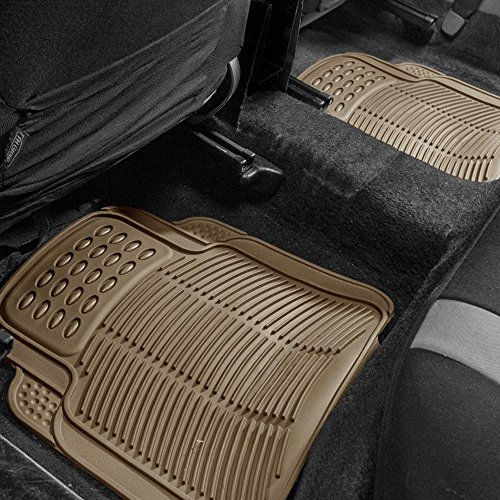 Image of FH Group Automotive Floor Mats - Heavy-Duty Rubber Floor Mats for Cars, Universal Fit Full Set, ClimaProof Floor Mats, Trimmable Floor Mats For Most Sedan, SUV, Truck Floor Mats Beige