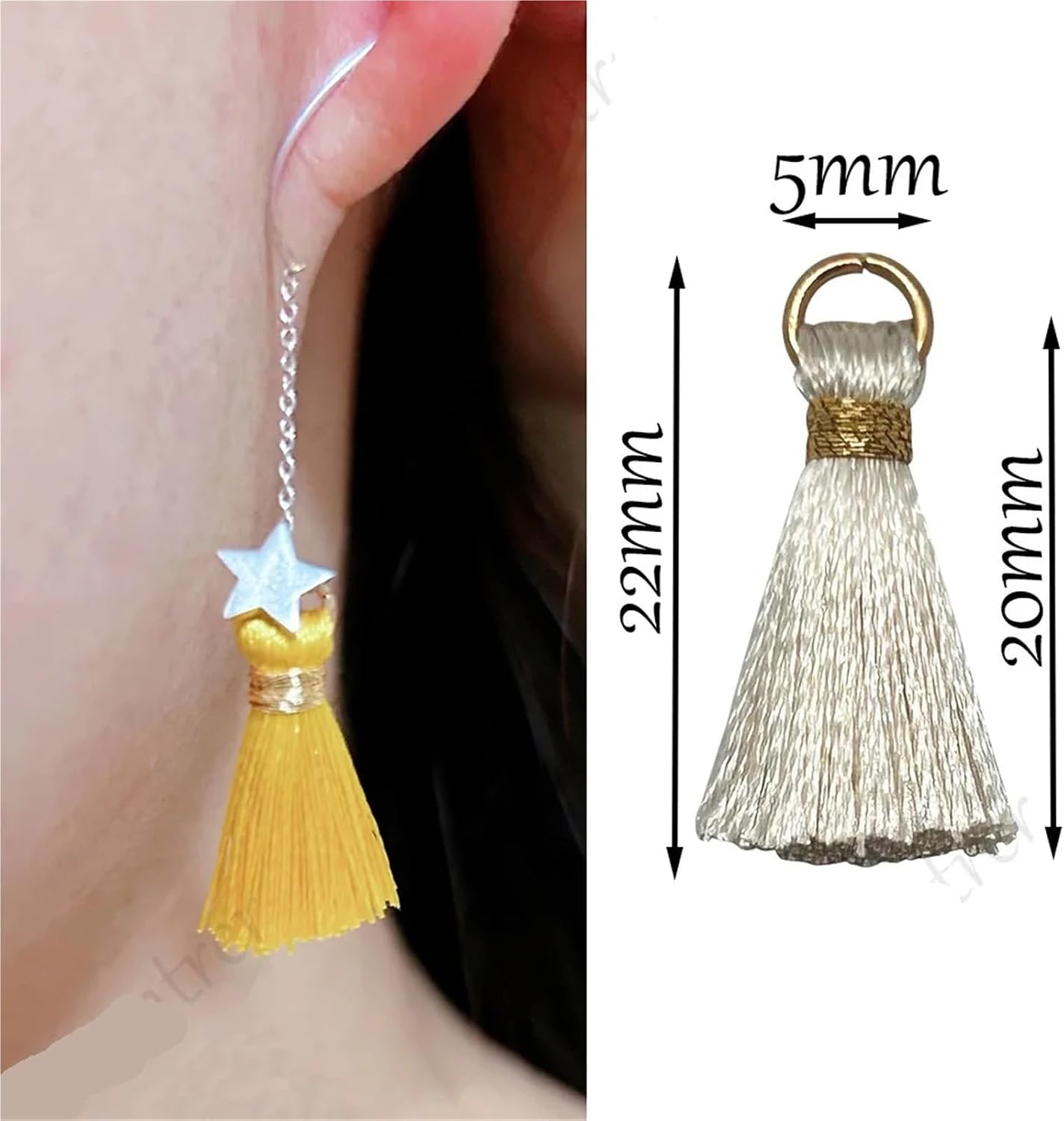 Tassels for Bookmarks 300pcs 20mm Mini Metal Hanging Ring Tassel Pendant DIY Craft Jewelry Earrings Decor Materials Fringe(White)
