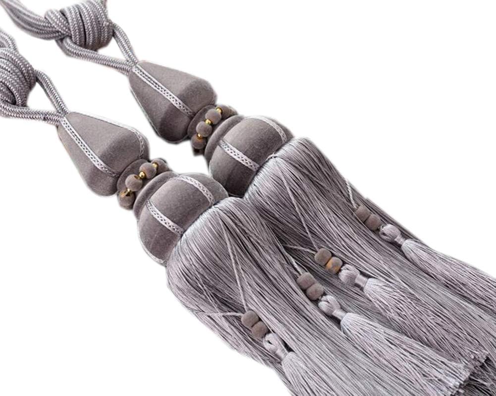 Curtain Tiebacks Rope 1 Pair Tassels Curtain Buckle Beaded Tassels Curtain Tiebacks (Jujube red)