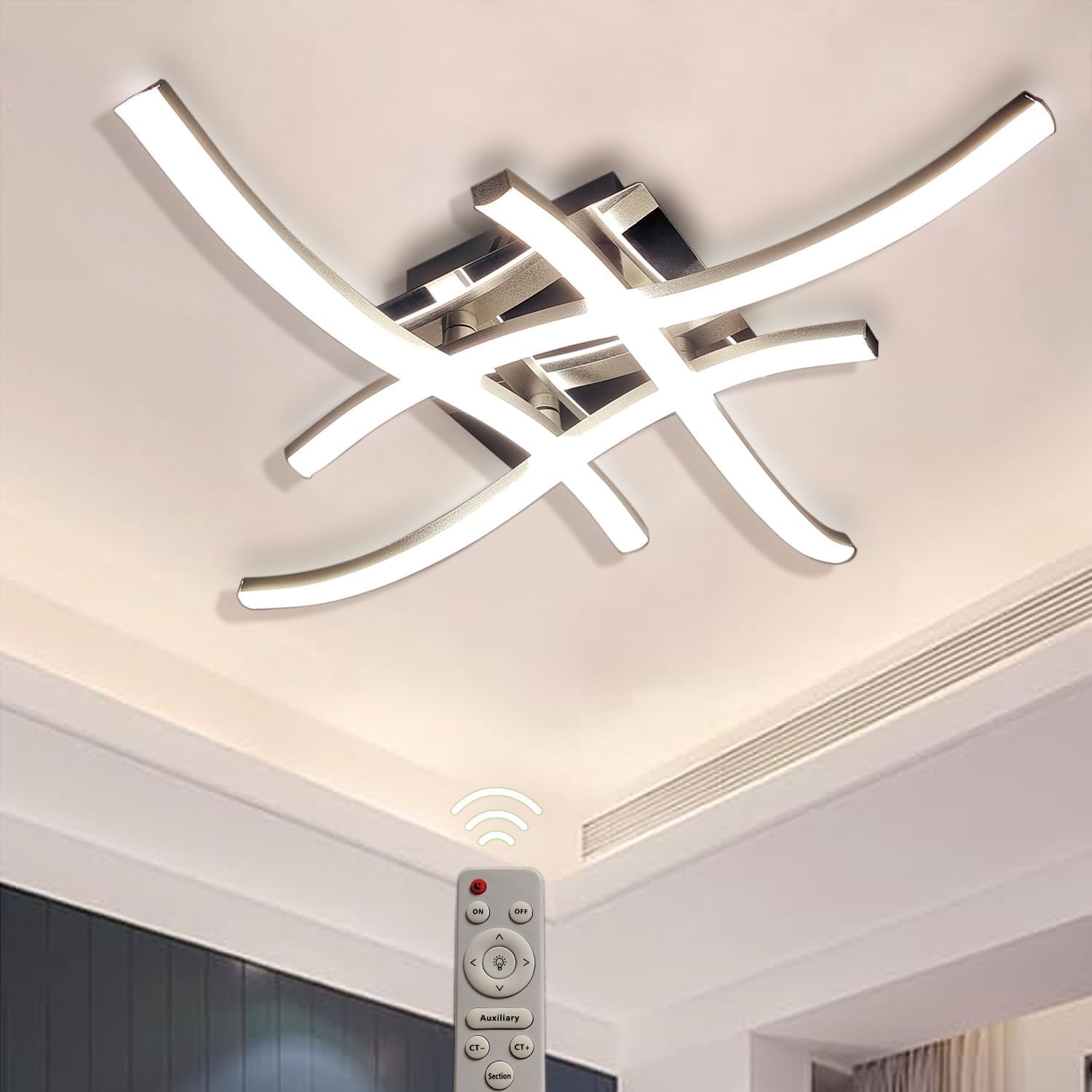 Lampara LED Techo Salon Regulable, 28W 2800LM Lámpara de Techo LED, Lámpara Techo Moderna para Cocina Dormitorio Pasillo