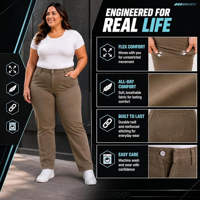 Dickies womens Perfect Shape Twill Skinny 4 Pocket Pant Khakis, Rinsed Oxford Stone, 20 US - image 6