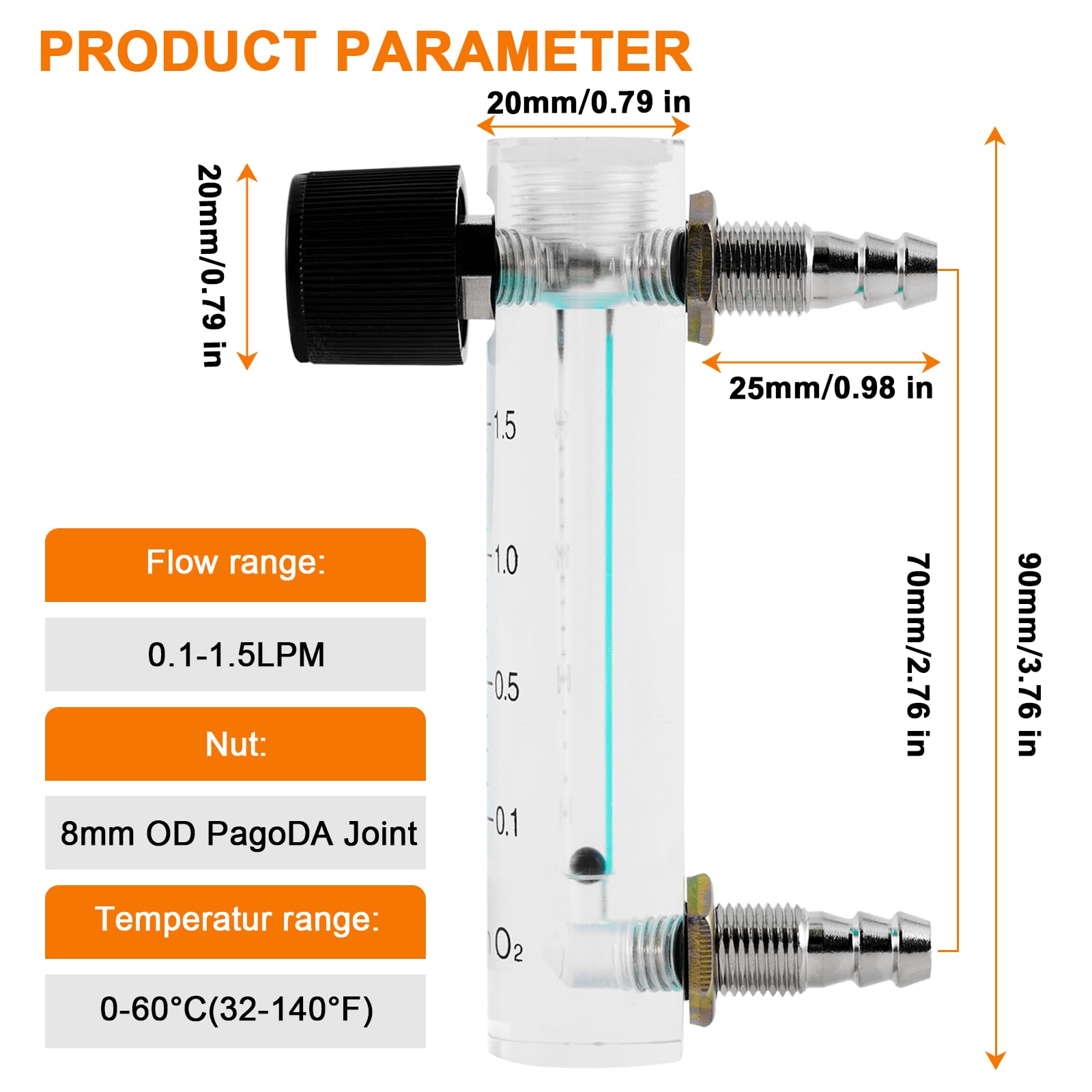 Oxygen Flow Meter - 0.1-1.5LPM -5