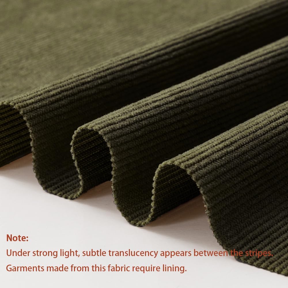 5 Yards Corduroy Fabric, 60" Wide Olive Green Chair Upholstery Fabric, Breathable Soft Corduroy Fabric by The Yard for Pillow Covers Sofa Covers Garments DIY Crafts