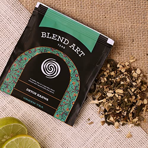 Image of Blendart Detox Kahwa Green Tea Helps In Detoxification Improves Digestion Ideal After Meal Beverage Helps Cleanse Immunity Booster Cold Relief 100% Natural Ingredient - 15 Tea Bags