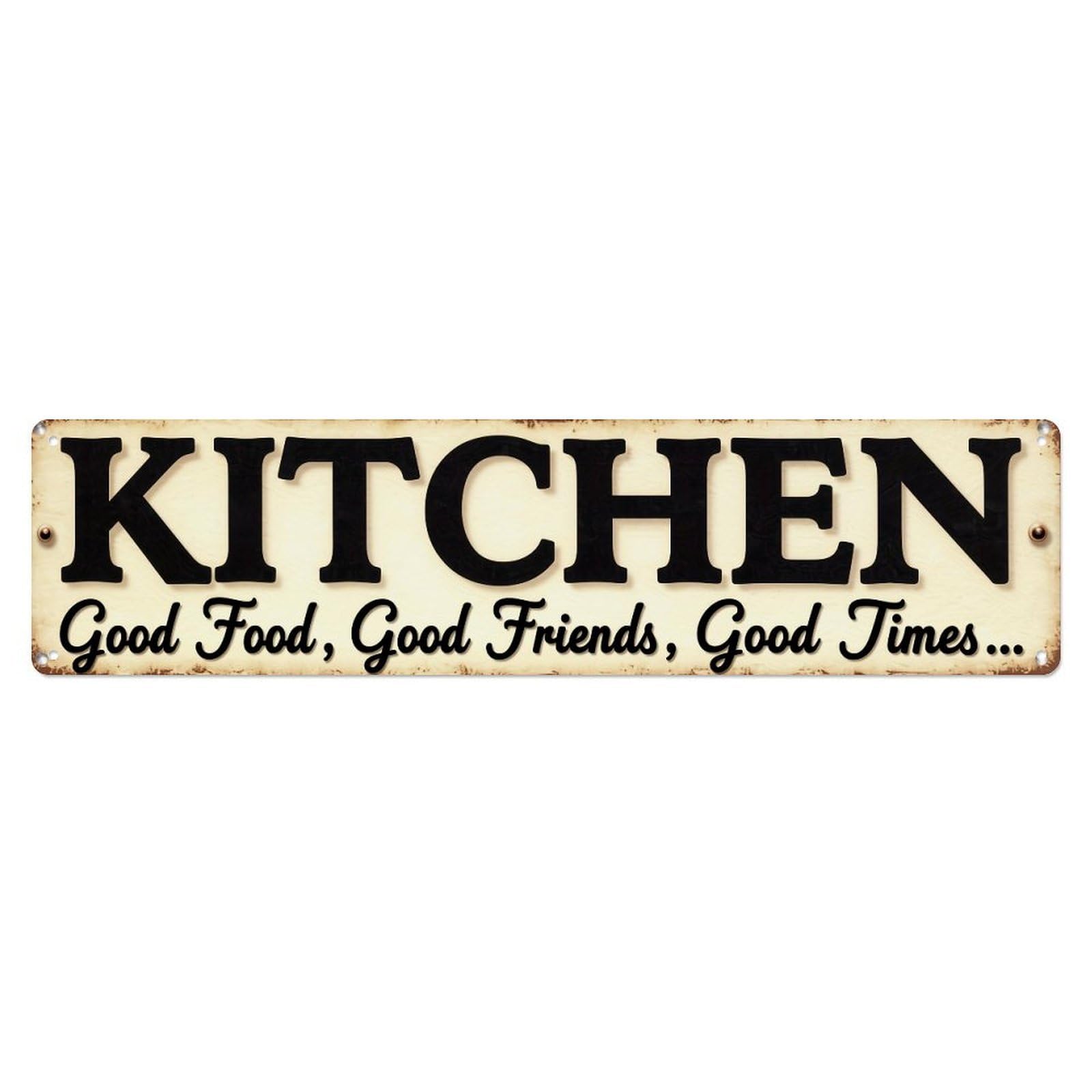 Kitchen Good Food Friends Times Metal Tin Sign Plaque