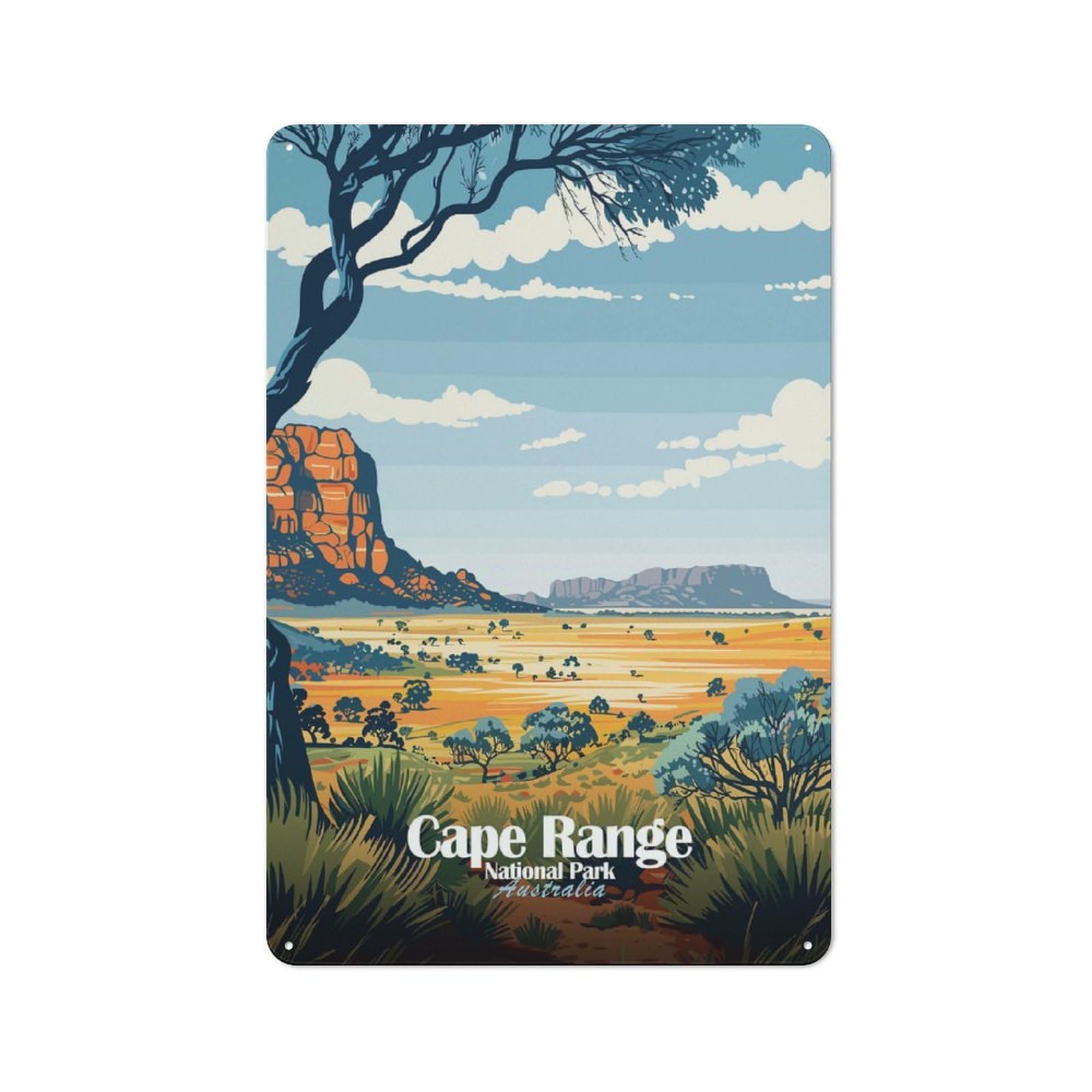 Junmoney Style-2 Cape Range National Park Australia Retro Metal Wall Sign 30X20cm For Living Room Or Hallway, For Collectors Decorating Living Rooms And Hallways