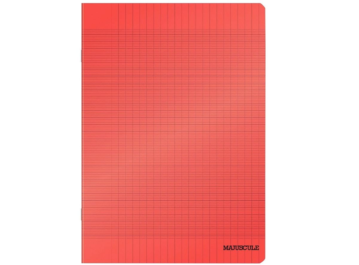 Majuscule Blocco Note-Quaderno a quadretti grandi, 24 x 32 cm, 96 pagine, 90 g/m², copertina in polipropilene, colore: rosso