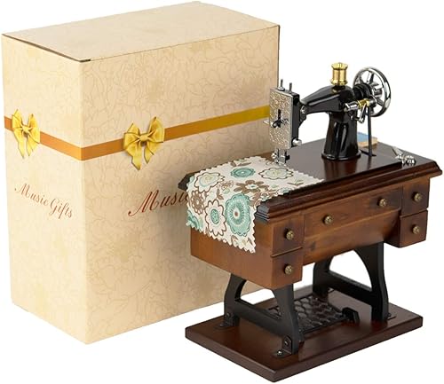 Miniatura 7 de Caja de música para máquina de coser, caja musical vintage de madera, Navidad, aniversario, regalos de cumpleaños para mamá, esposa, abuela, amiga
