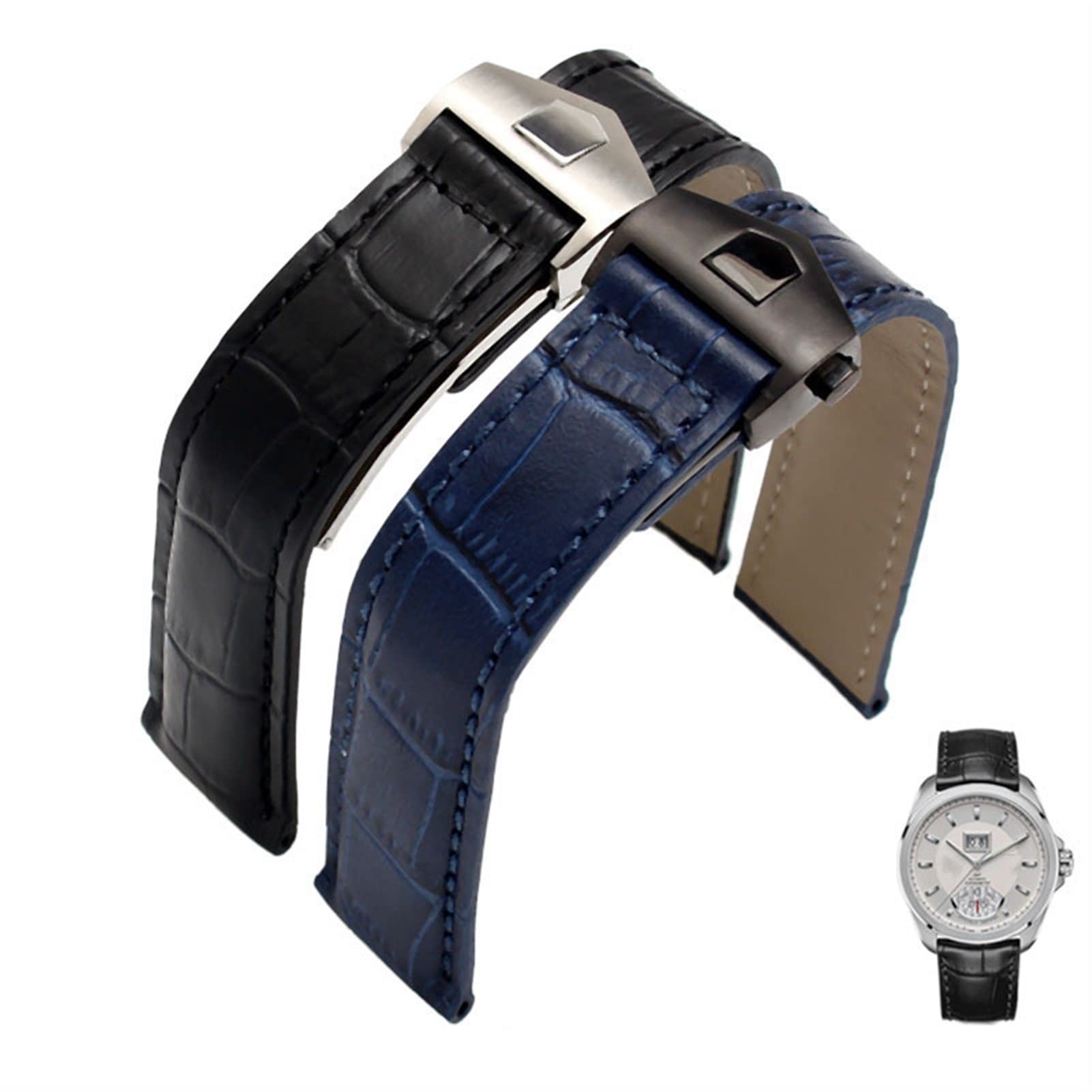 Uhrenarmband aus echtem Leder für TAG heuer Armband blau schwarz braun 19 mm 20 mm 22 mm mit Faltschließe Lederarmband