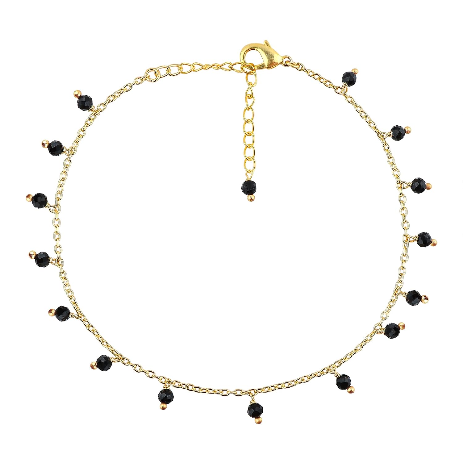 Natural Anklets, Handmade Jewelry, Gemstones, Healing Crystals, Hanging Beaded Ankle Bracelet, Gold Simple Anklets, Birthstone, Gift for Women, 9+2" - Image 7