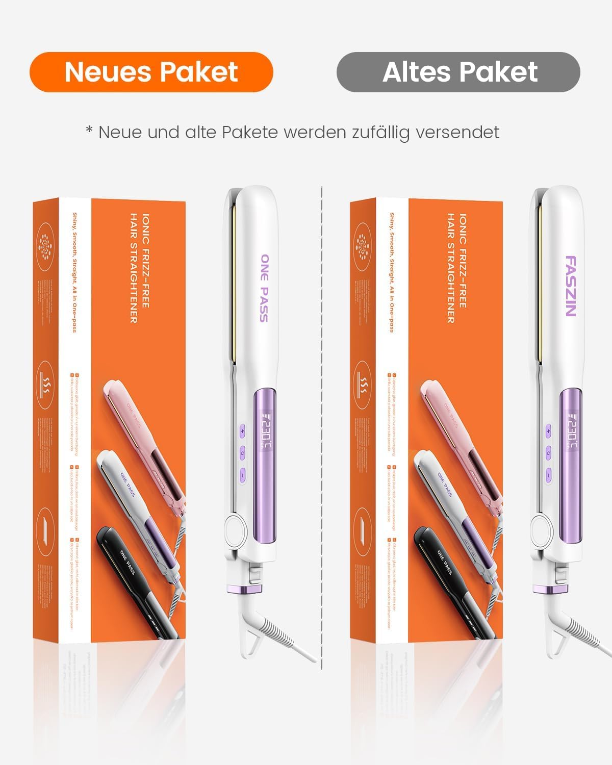Faszin 2 in 1 Glätteisen Locken und Glätten, Titanplatten Ionen Haarglätter für einen glatten Stil, 20s Schnellaufheizung, 3D-Schwebepanel verhindert Haarziehen, mit LCD-Display, 130°C-230°C - Weiß