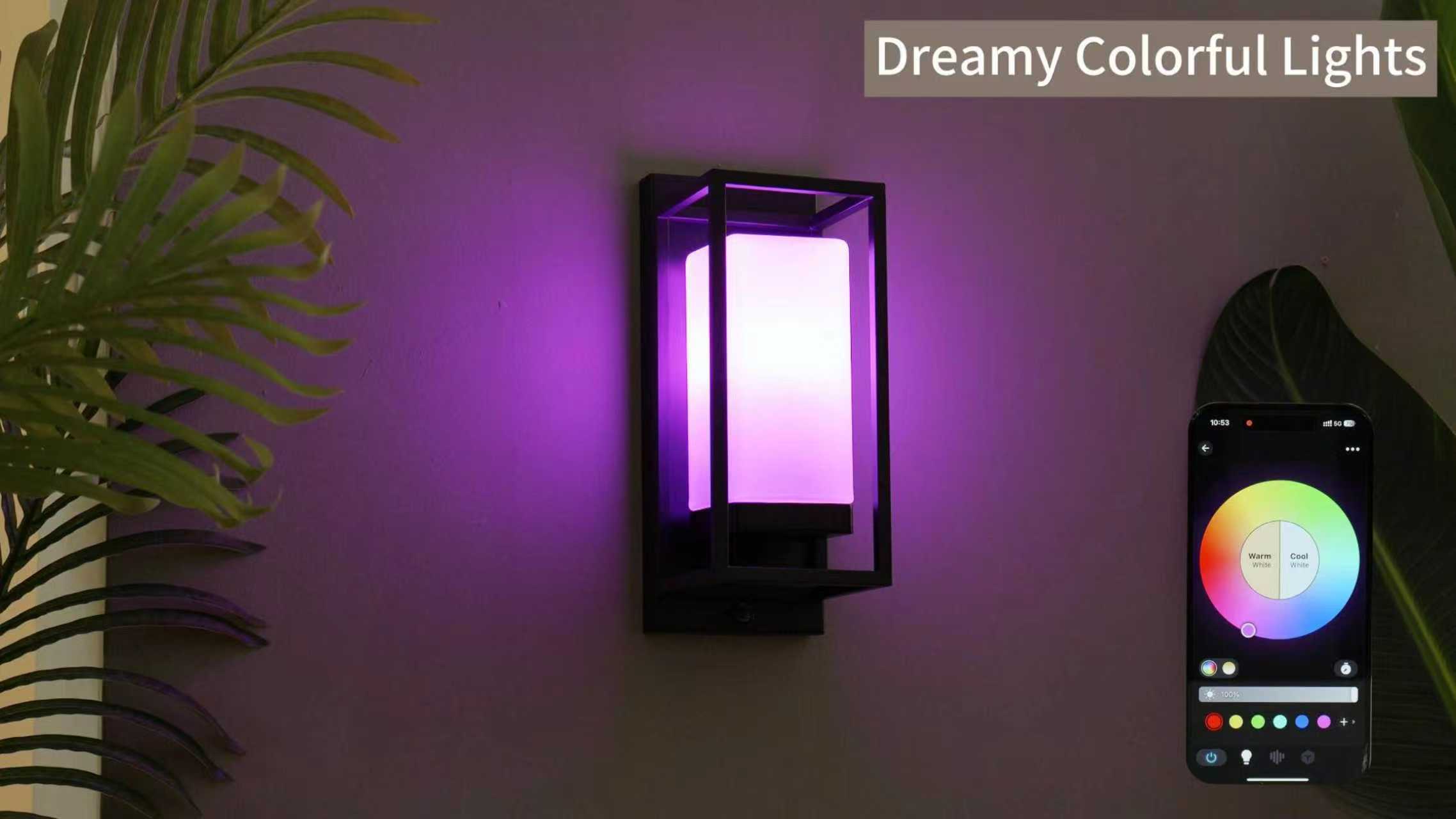 Image of SHIMR Smart Outdoor Wall Lights 2 Pack, WiFi RGB Color Changing Sconce 2700K-6500K Tunable White, Dusk to Dawn Outdoor Light Fixture with E26 Base for House Porch Garage, Work with Alexa & Google