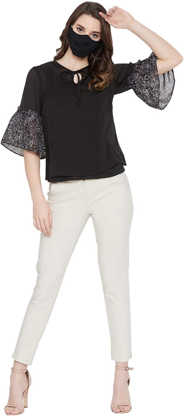 Imfashini Women's Plain Regular Fit Top (TO02050242_Black_S)
