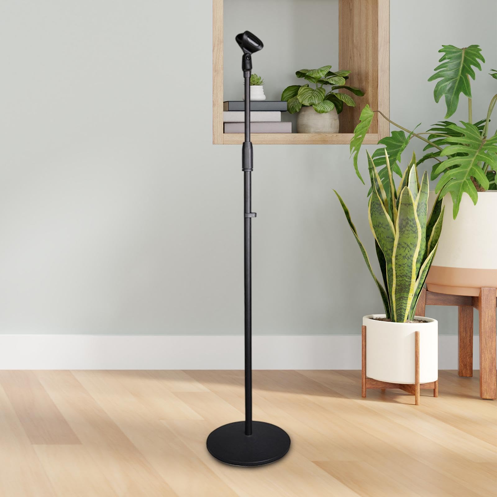 Soporte de micrófono vertical Base estable Base de disco redonda Grabación profesional y en Para vivo Resistente al desgaste Práctico soporte suelo para micrófono estudio Reuniones