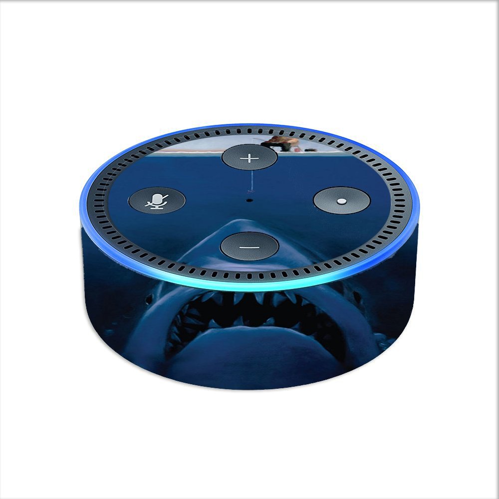 Skin Decal Vinyl Wrap for Amazon Echo Dot 2 (2nd Generation) / Great White Shark Boat