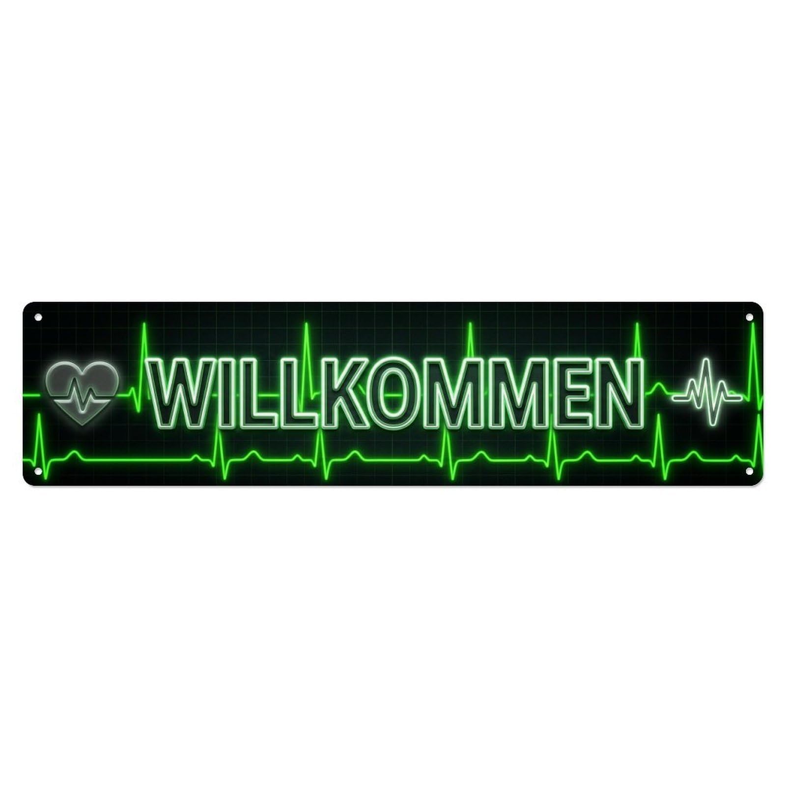 Neon Heartbeat ECG Medical Welcome Metal Tin Sign