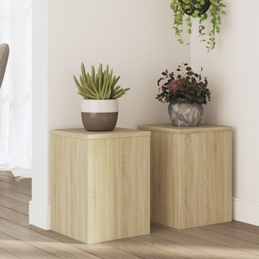 Support de plante extérieur chêne sonoma pour pot de fleurs bois