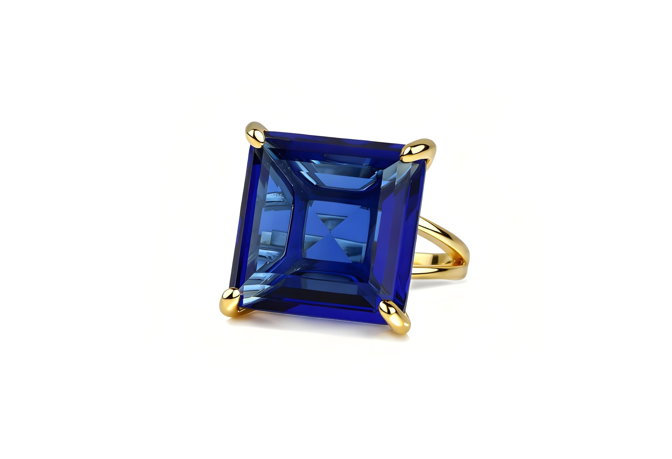 Précieux Saphir Bague en Argent Sterling - Bagues en Pierres Naturelles - Bagues de Mariage, Fiançailles, Cadeaux, Pierres de Naissance pour Femmes - Bijoux de Mode - Choisissez la Taille de la Bague