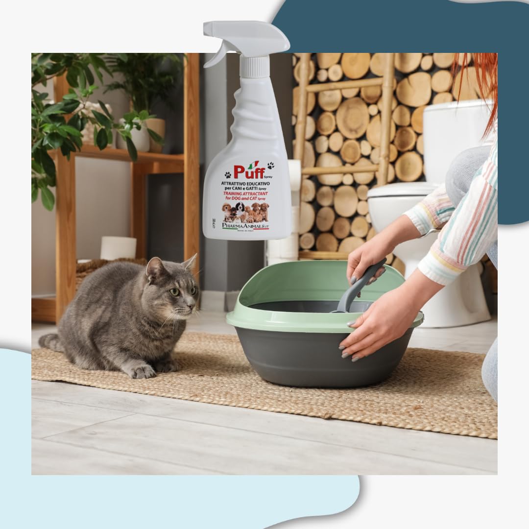 Puff Spray Attrattivo Naturale per Addestramento Cani e Gatti 100% Eco-Friendly | Facile Uso per Lettiera e Area Bisogni - 500 ml, Made in Italy