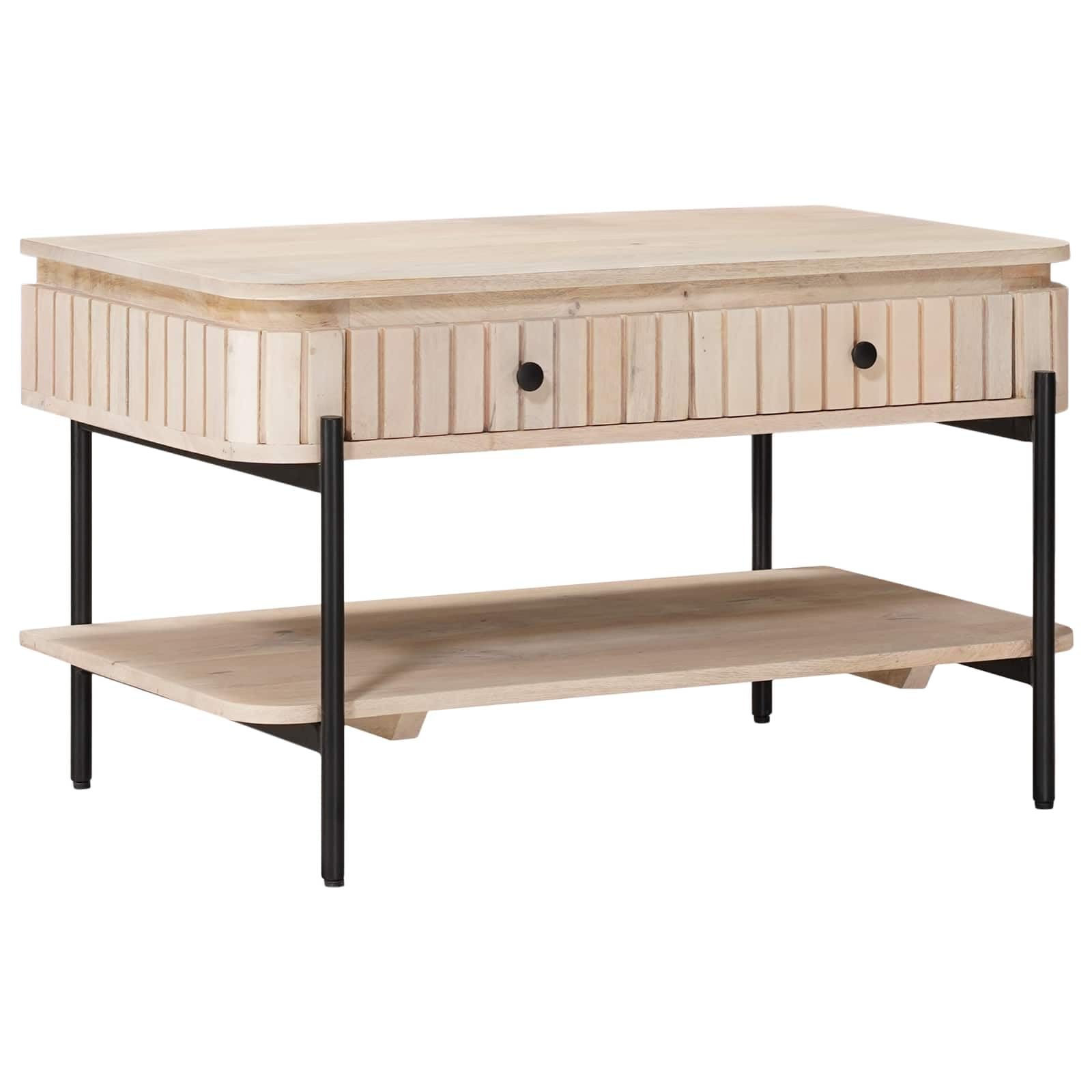 Table basse en manguier 85x45x50 cm avec tiroirs sculptés pour salon
