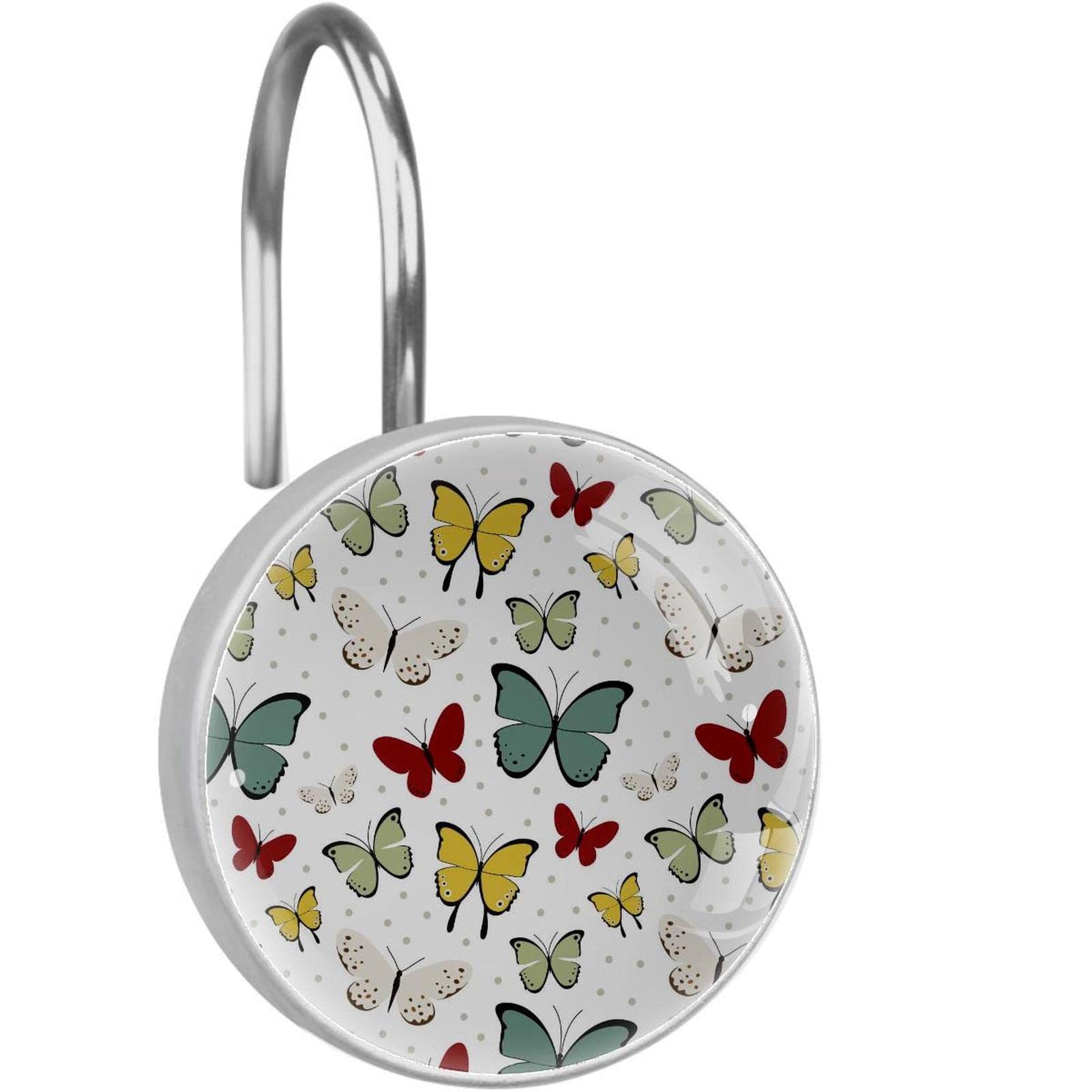 Crochets rideau de douche papillon inox pour salle de bain