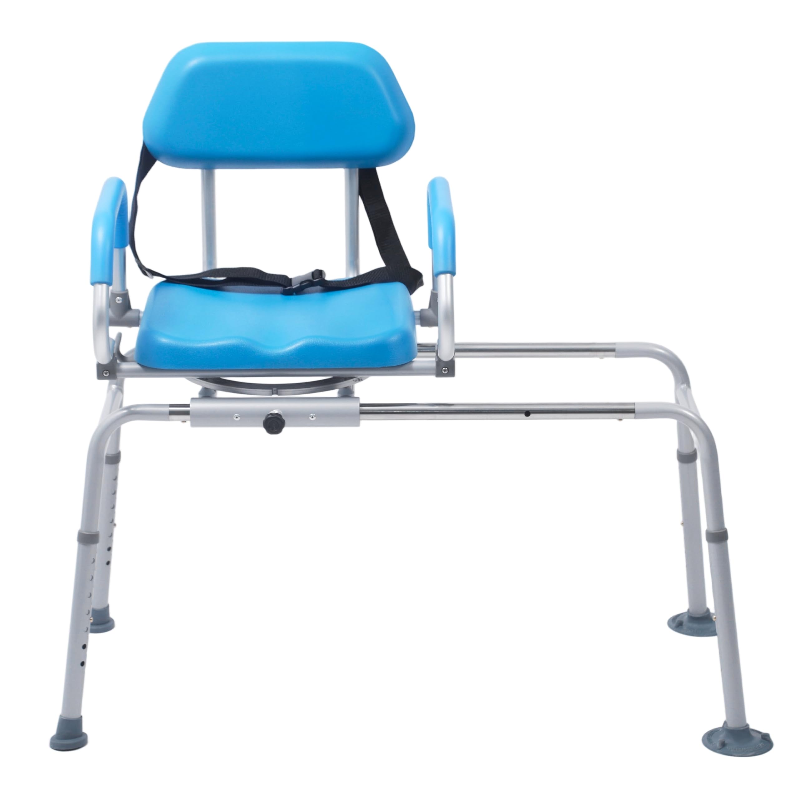 Helivora FSA/HSA Eligible Sliding Shower Chair Tub Transfer Bench with Swivel Seat, Rotating Bathtub Bench with Padded Seat and No-Slip Suction Cups for Elderly and Disabled