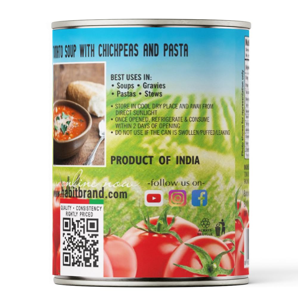 HABIT Tomato Pure - 825g x Pack of 1 |Tomato Red Puree | Ideal for Soups, Stews, Sauces, Pastas, and Mexican Salsa - Image 3 thumbnail