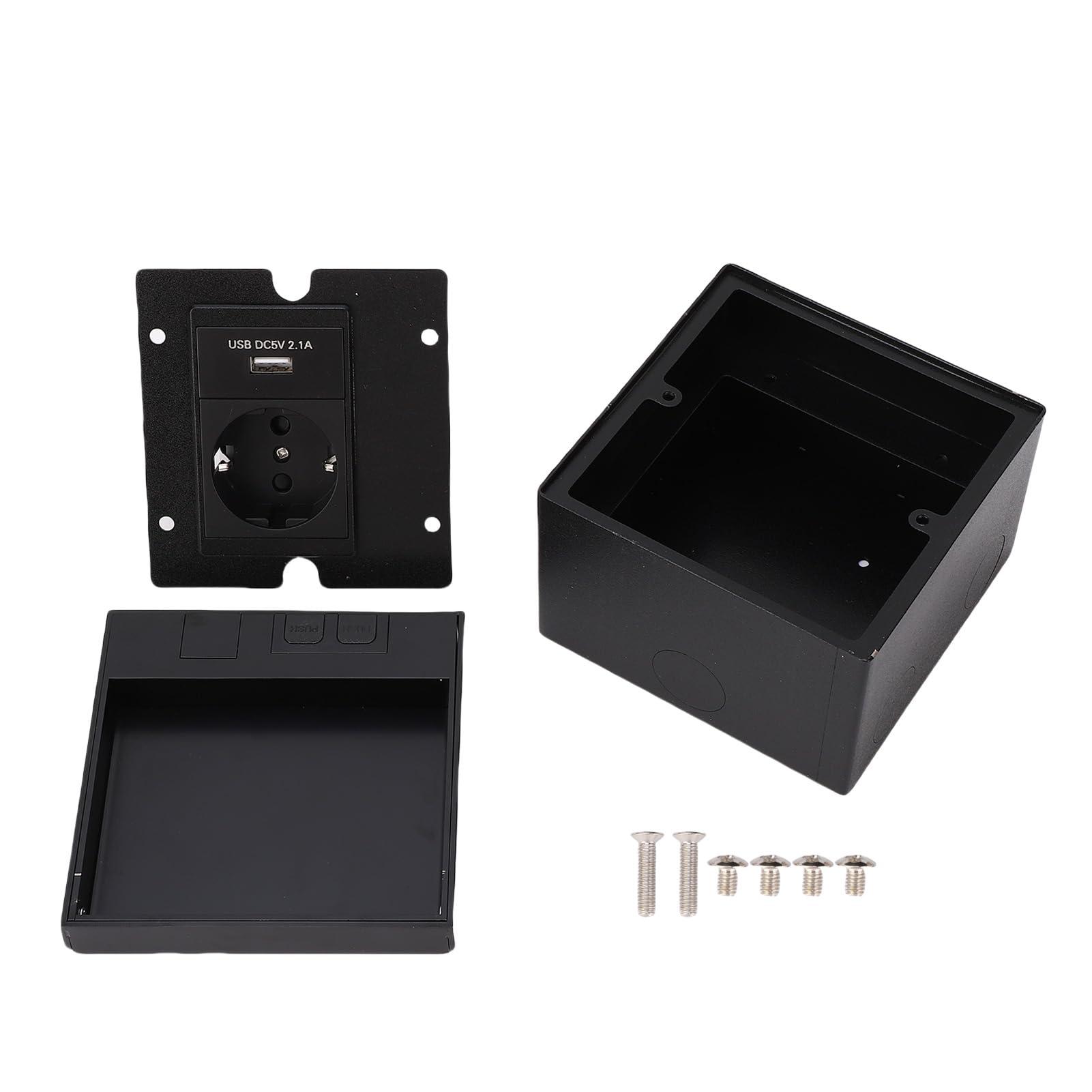 Generic Kit Scatola di Derivazione da Incasso a Pavimento Impermeabile in Acciaio Inossidabile con Presa di Alimentazione USB per Ufficio, Scuola, Centri Commerciali in