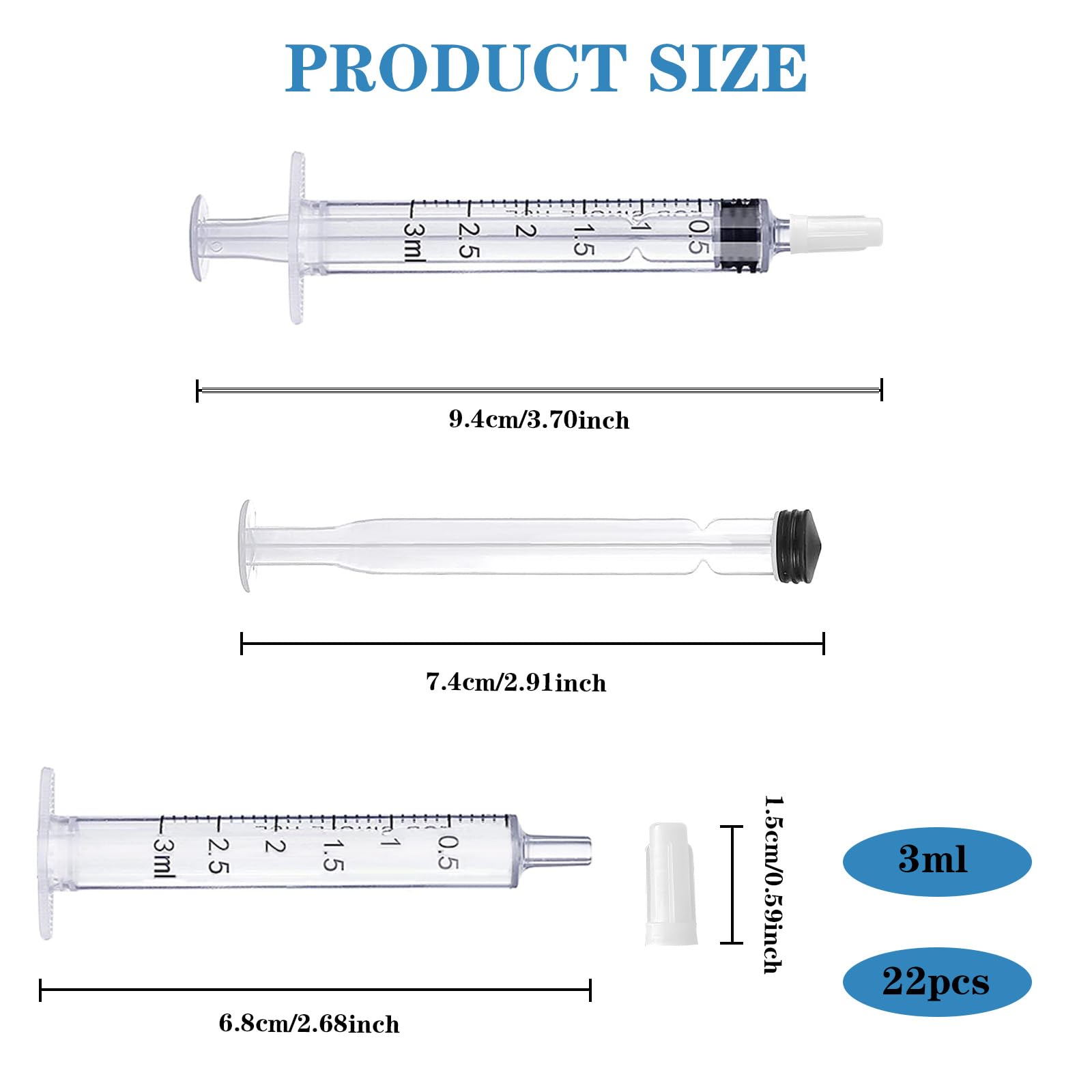 22 strzykawki 3 ml/5 ml, plastikowa strzykawka dozująca, wielokrotnego użytku, z tworzywa sztucznego, strzykawka z siarą, strzykawka pomiarowa, jednorazowa strzykawka do laboratoriów naukowych,