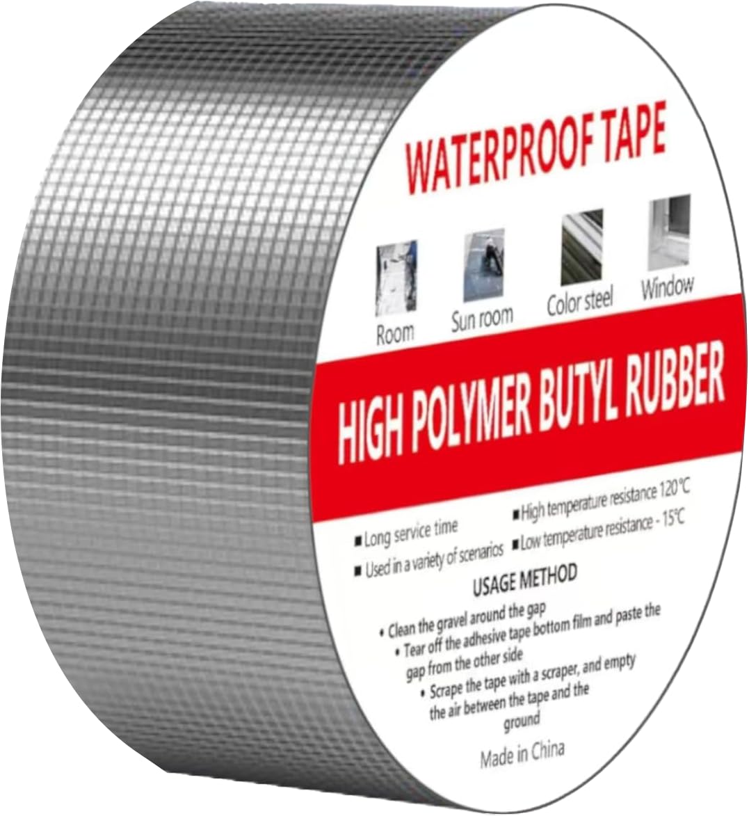 Butyl Tape Waterproof for Roof and Leak Repair 50mm(W) x 5 Meter (L),Upgraded Aluminum Foil Tape Leaking Pipes,Repair Tape for Sealing Roof, Gutter, Tanking, Awning โ image 1