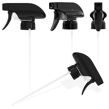 4 Pack Spray Nozzle for Bottles Replace Broken Sprayers in Seconds with Spray Bottle Nozzle Replacement Fits 8 Oz & 16 Oz Bottles, Trim-to-Fit Tube, Trigger Sprayer with Mist, Stream & Off Modes