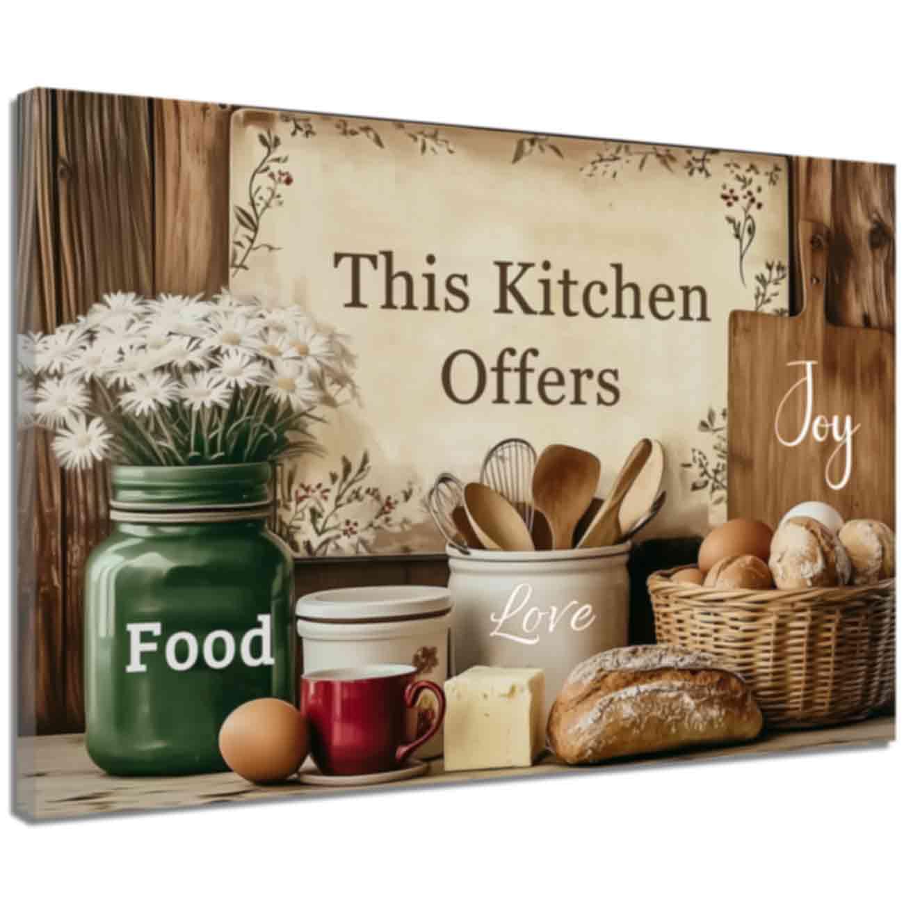 LMYSXAOZ Country Kitchen Wall Art Farmhouse Sign Canvas Rustic Food Still Life Pictures Prints Quotes Painting Housewarming Gifts (White,16.00" x 24.00")