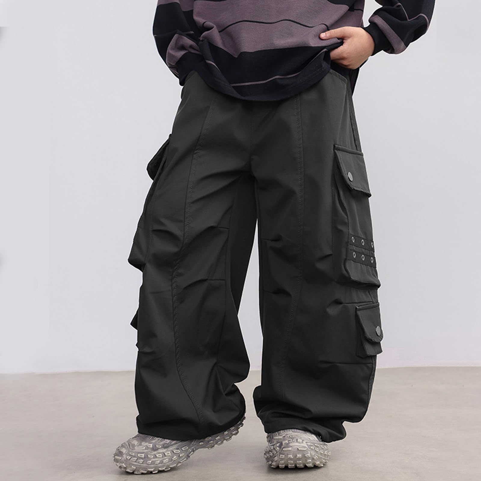 Genérico Pantalones Baggy Niño Pantalones Cargo Jogger para Niños con Múltiples Bolsillos Uso Casual Escolar y Diario para Edades de 4 a 15 Años