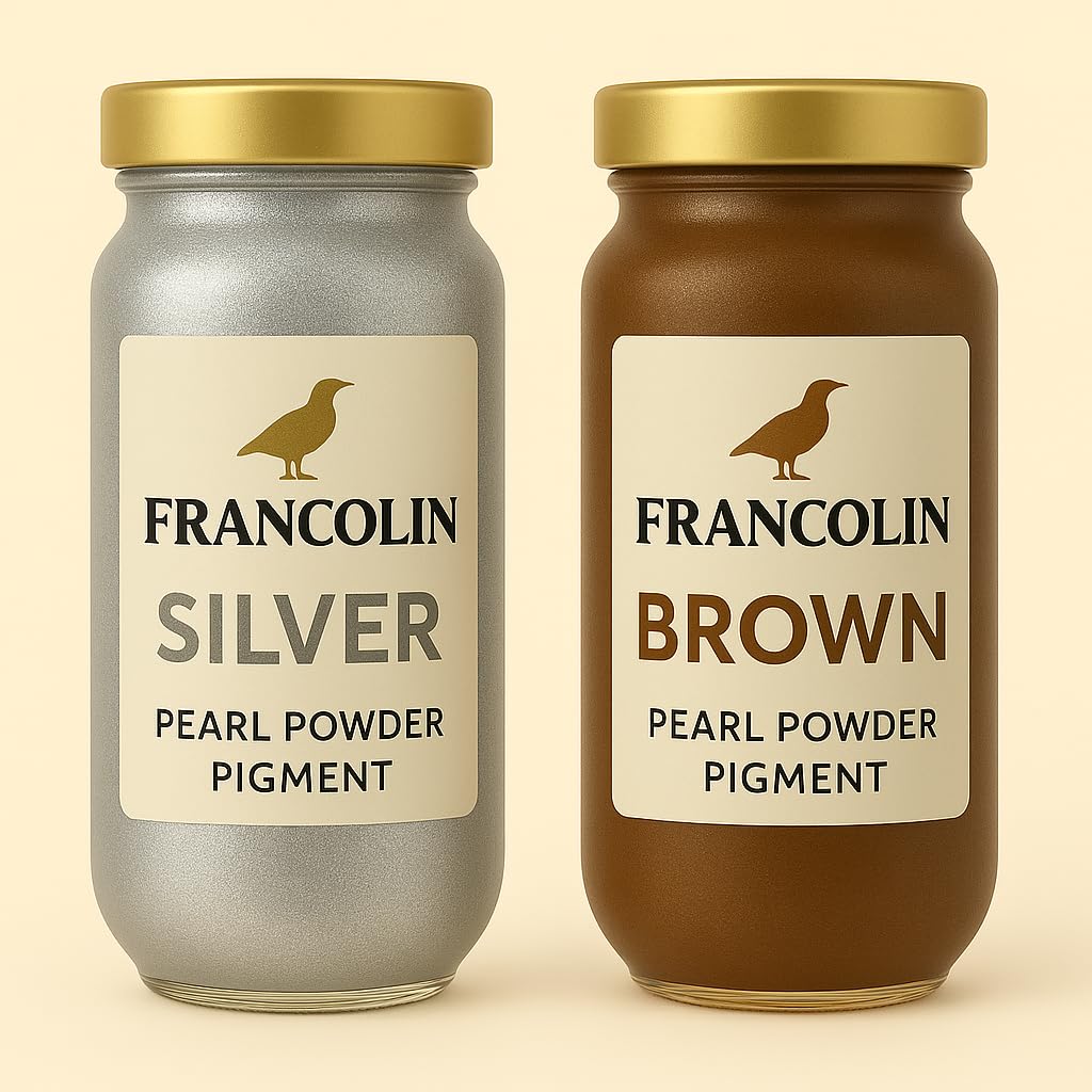 Francolin | Silver & Brown | Mica/Pearl Powder Pigment | Non Toxic | Vibrant Metallic Glowing | for Soap, Epoxy Resin, Painting, Nail Art & Craft, Cosmetic, Slime | 20g*2-image-24