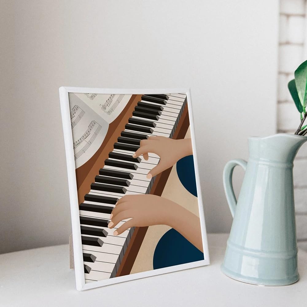 MAIMANG Plakat z motywem muzyki nordyckiej, klasyczny plakat na gitarze, fortepian, obraz ścienny w stylu vintage do salonu, minimalistyczna dekoracja Cuadros, dekoracja domu (60 x 80 cm/rama