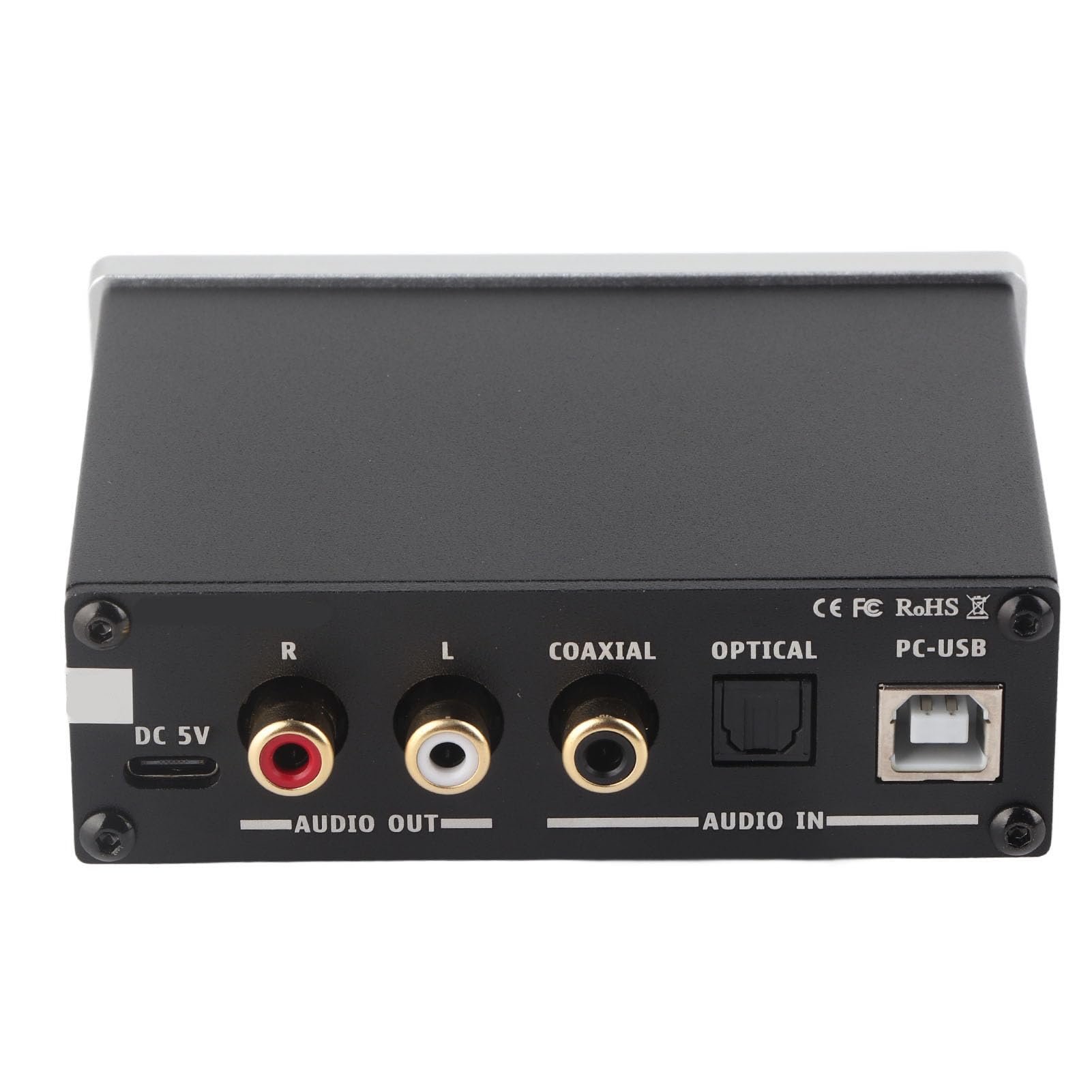 Dekoder dźwięku Culnflun DAC, wzmacniacz słuchawkowy 3,5 mm, optyczny koncentryczny cyfrowy konwerter audio USB, pozłacane wyjście, regulacja tonów wysokich, zasilanie DC5V, (Srebrny)