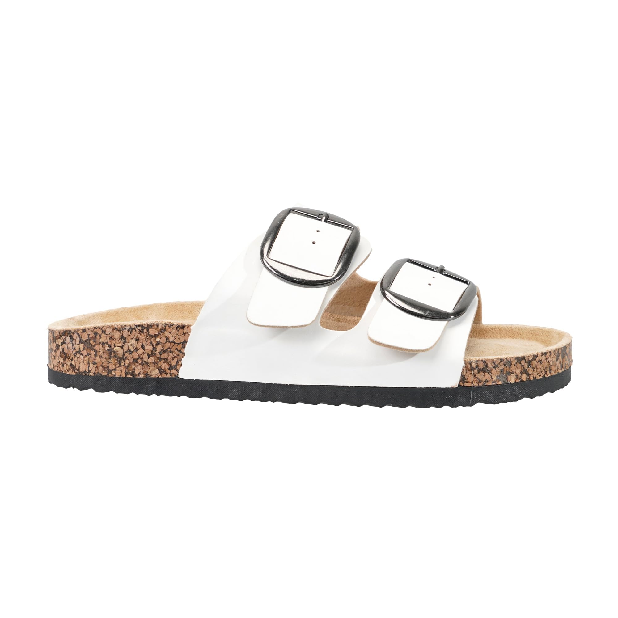 JOMIX Sandalias Mujer con Hebillas Ajustables Zuecos Abiertos de Piel Sintética Zapatos de Verano con Tacón Plano