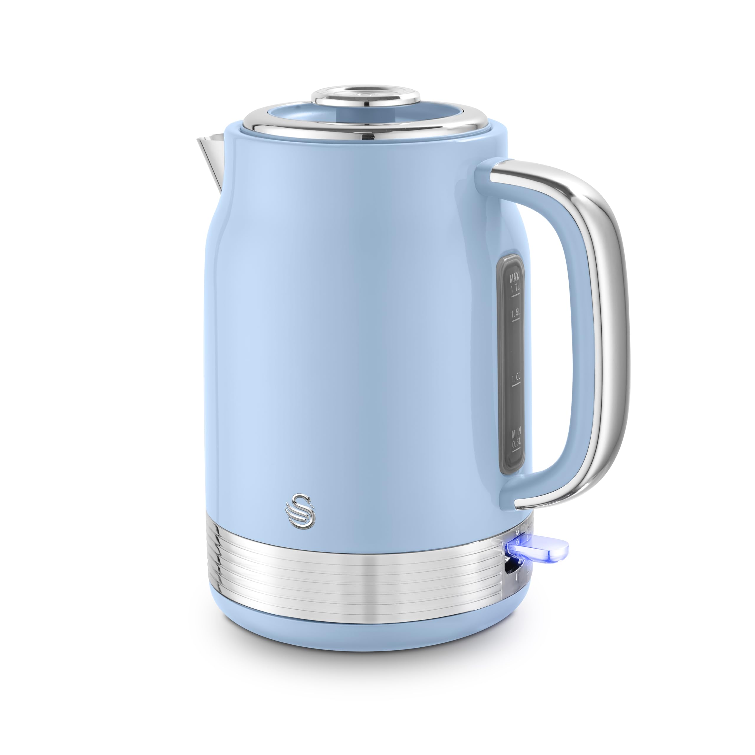 SWAN SK19025BLU RETRO 1.7 LITRE 3KW CORDLESS KETTLE IN BLUE