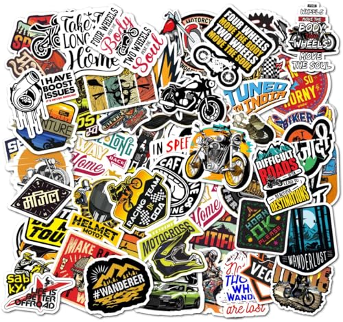 Image of Self-Adhesive Sticker for Bike Pack of 50 Waterproof Stylish-Reusable Self-Adhesive Stickers for Helmet,Tank,Visor-Great Gift for Riders, Bikers (Biker Sticker)